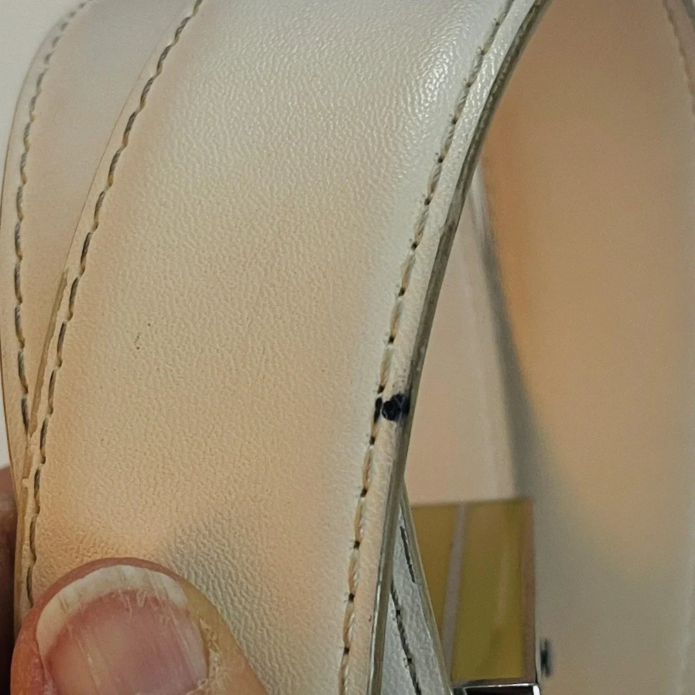 READ Mission Belt‎ Mens 50 White Leather Ratchet Automatic Buckle Adjustable
